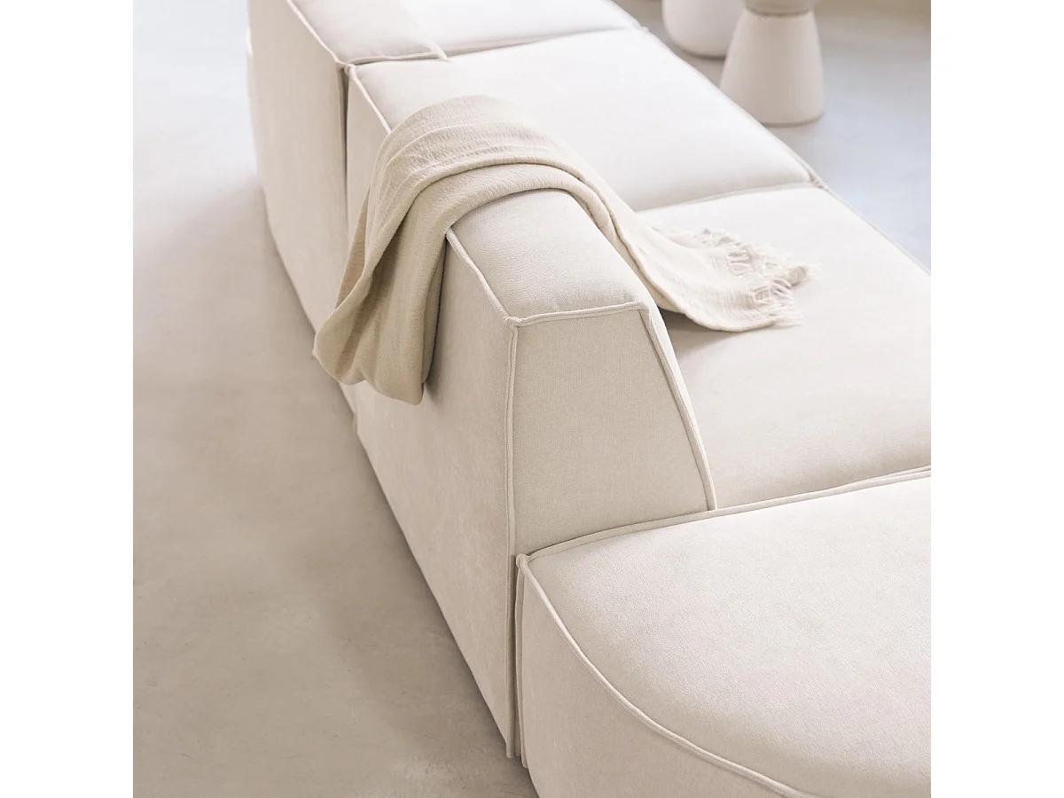 Canapé modulable Dario 2 places en tissu beige