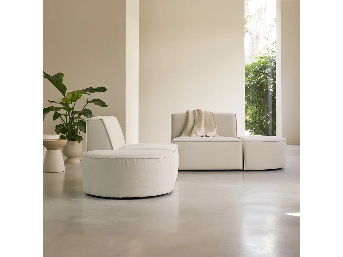 Canapé modulable Dario 2 places en tissu beige