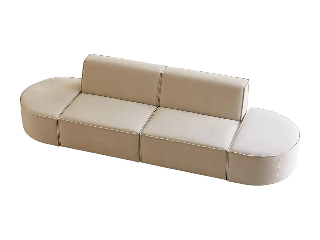 Canapé modulable Dario 2 places en tissu beige