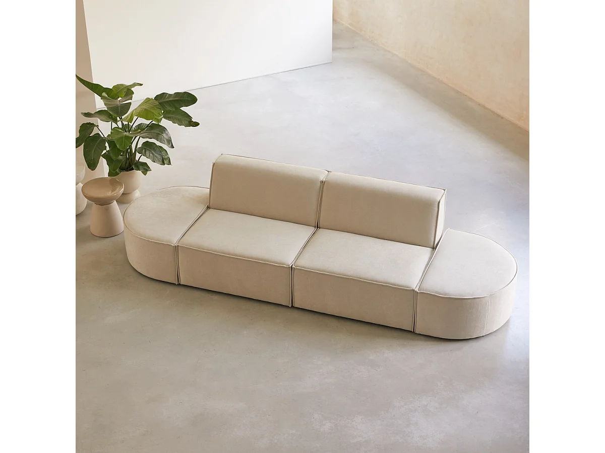 Canapé modulable Dario 2 places en tissu beige