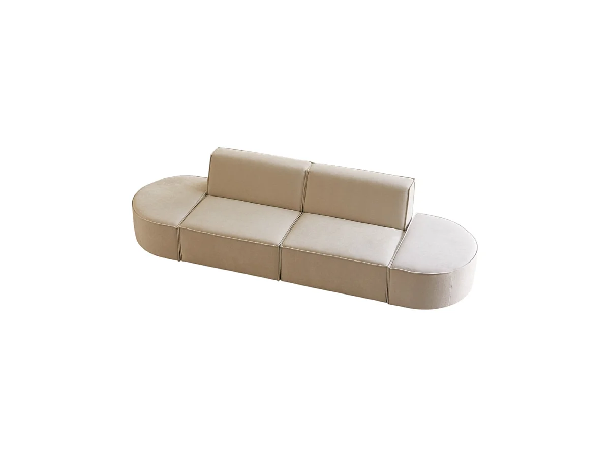 Canapé modulable Dario 2 places en tissu beige