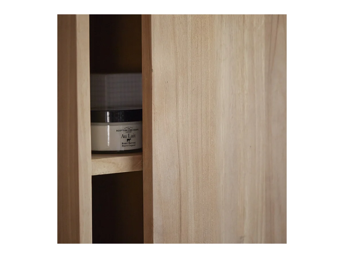 Badezimmer Hängeschrank Hochschrank aus massivem Teak Bad Naturholz Badschrank