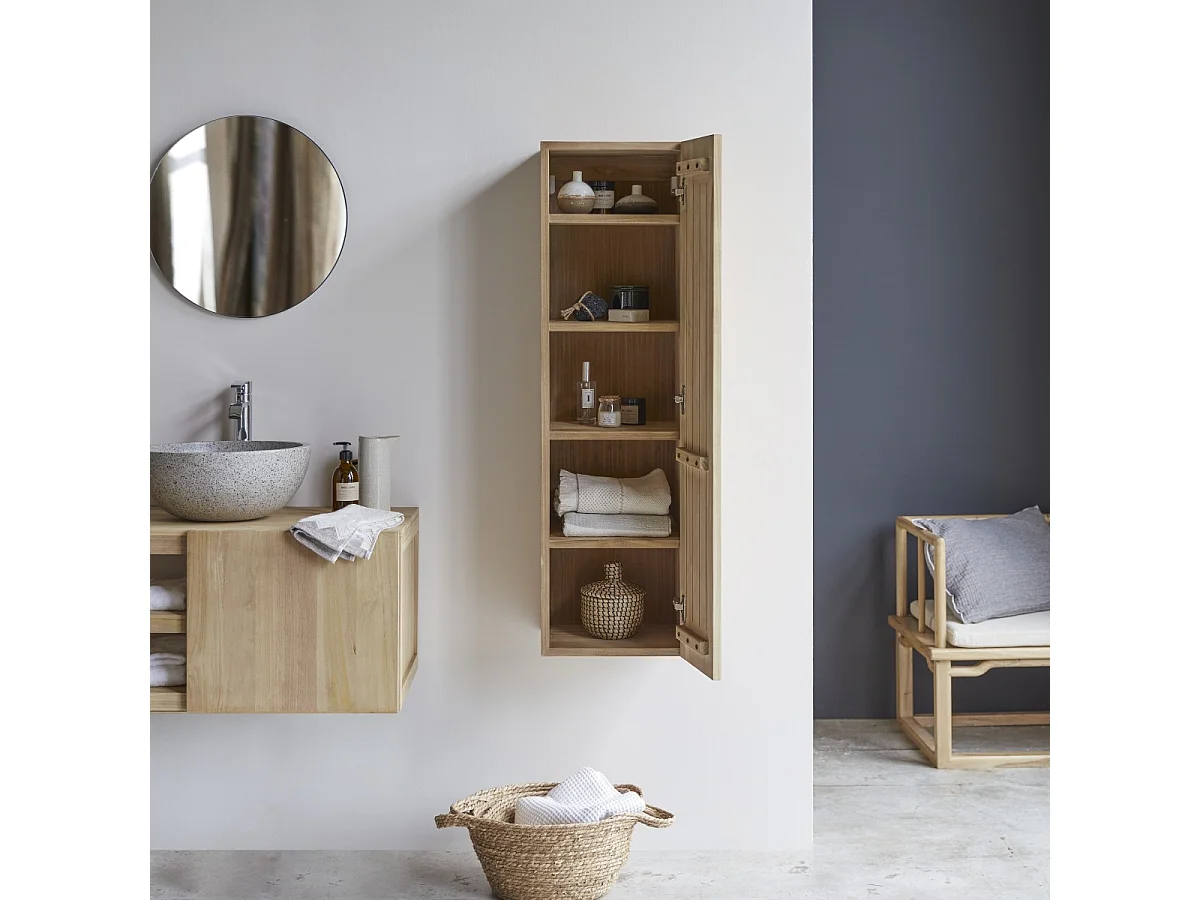 Scaffale a colonna in legno massello di teak arredo bagno Tikamoon