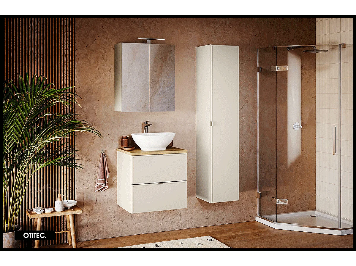 Colonne de salle de bain - 140 cm - Cachemire Mat - 1 porte - ASTRA