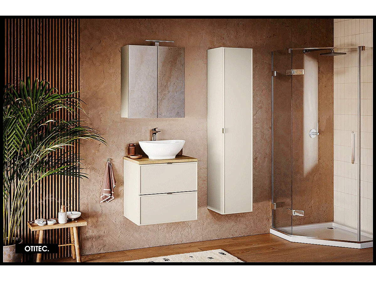 Colonne de salle de bain - 140 cm - Cachemire Mat - 1 porte - ASTRA