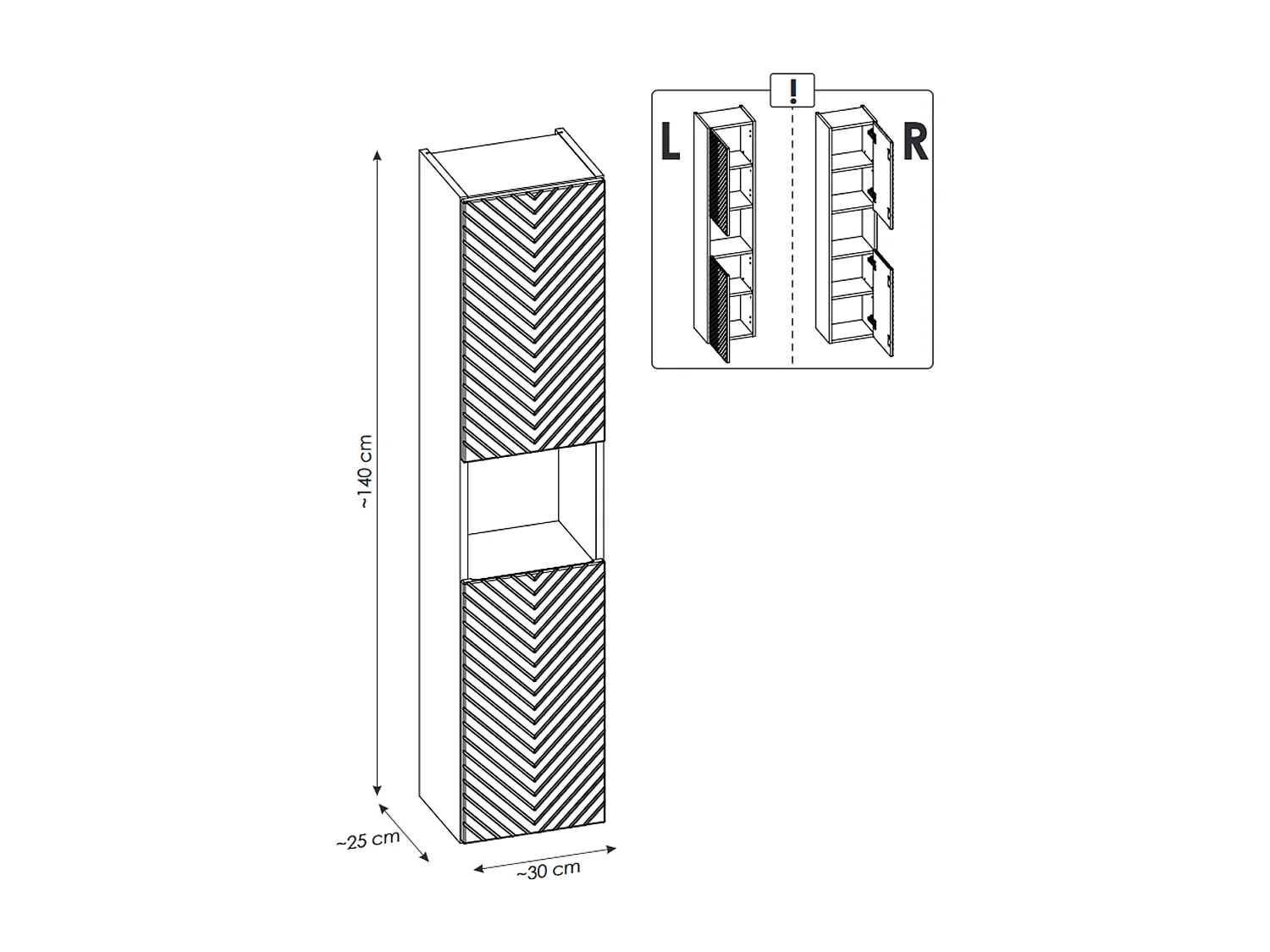 Colonne de salle de bain de 140 cm - 2 portes - DANO