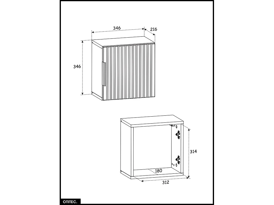Cube de rangement - 35 x 35 cm - 1 porte - Chêne - WOTANIA