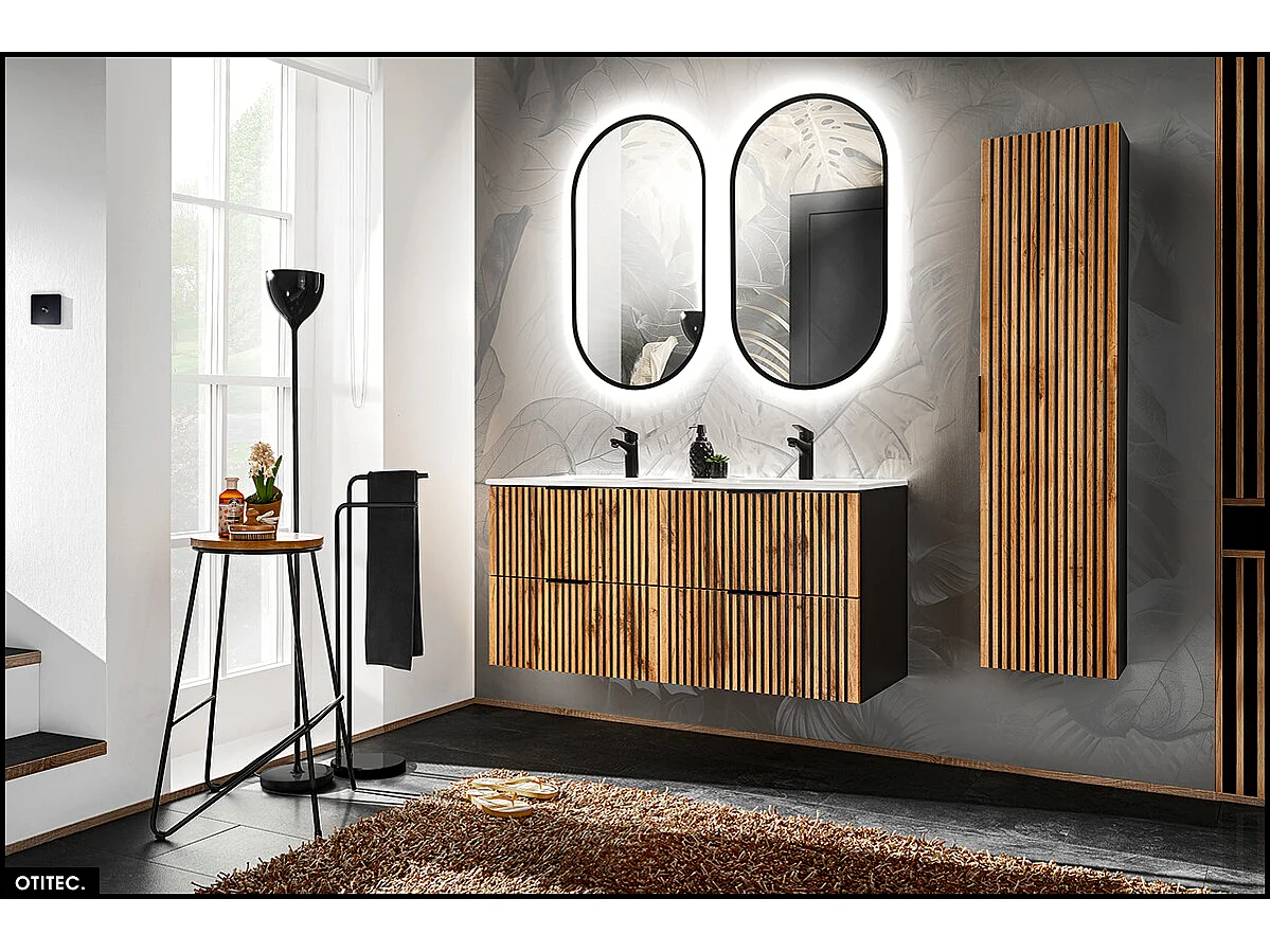 Colonne haute - 35 x 140 cm - 1 porte - Chêne Wotan - WOTANIA