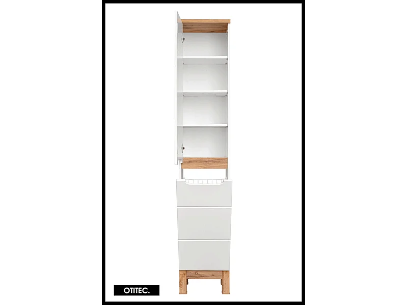 Colonne de salle de bain de 187 cm - Blanc - 2 portes - BALI