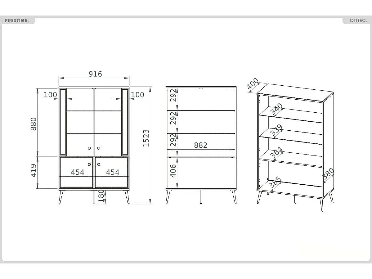 Armoire Vitrine - H.150 x L.92 x P.40 cm - PRESTIGE