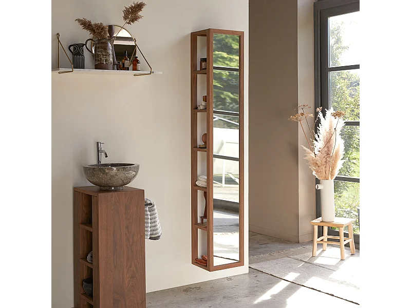 Colonne miroir droite en bois de noyer 30 Twig