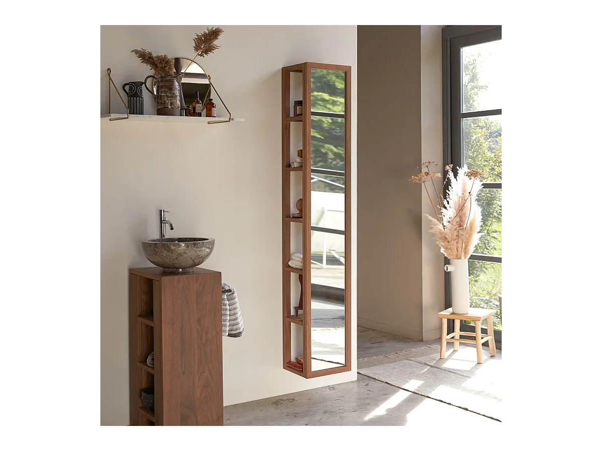 Colonne miroir droite en bois de noyer 30 Twig
