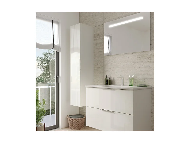 Colonne de salle de bain BURGBAD Olena 1 porte  blanc brillant