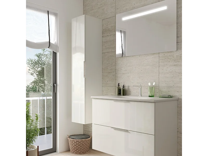 Colonne de salle de bain BURGBAD Olena 1 porte  blanc brillant