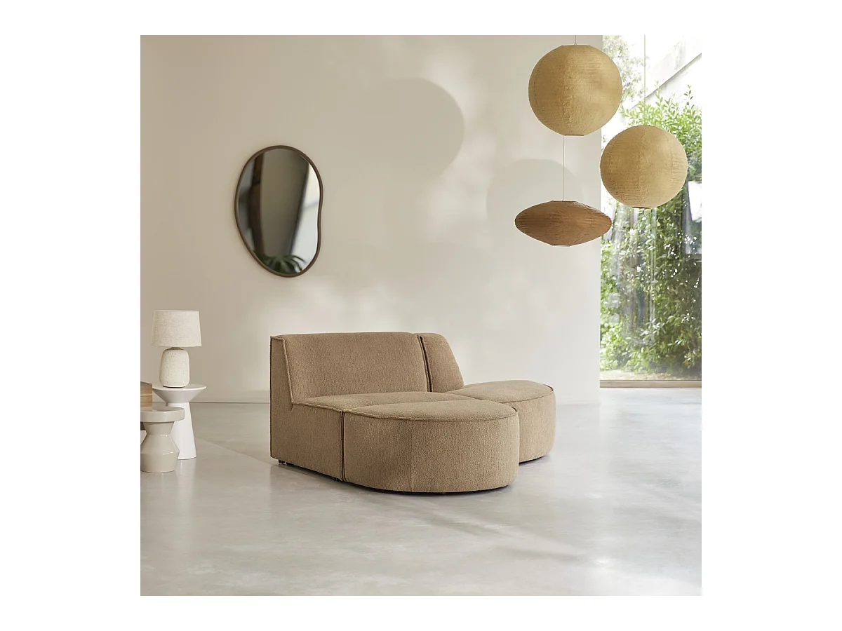 Modulares 2-Sitzer-Sofa Dario aus camelfarbenem Stoff