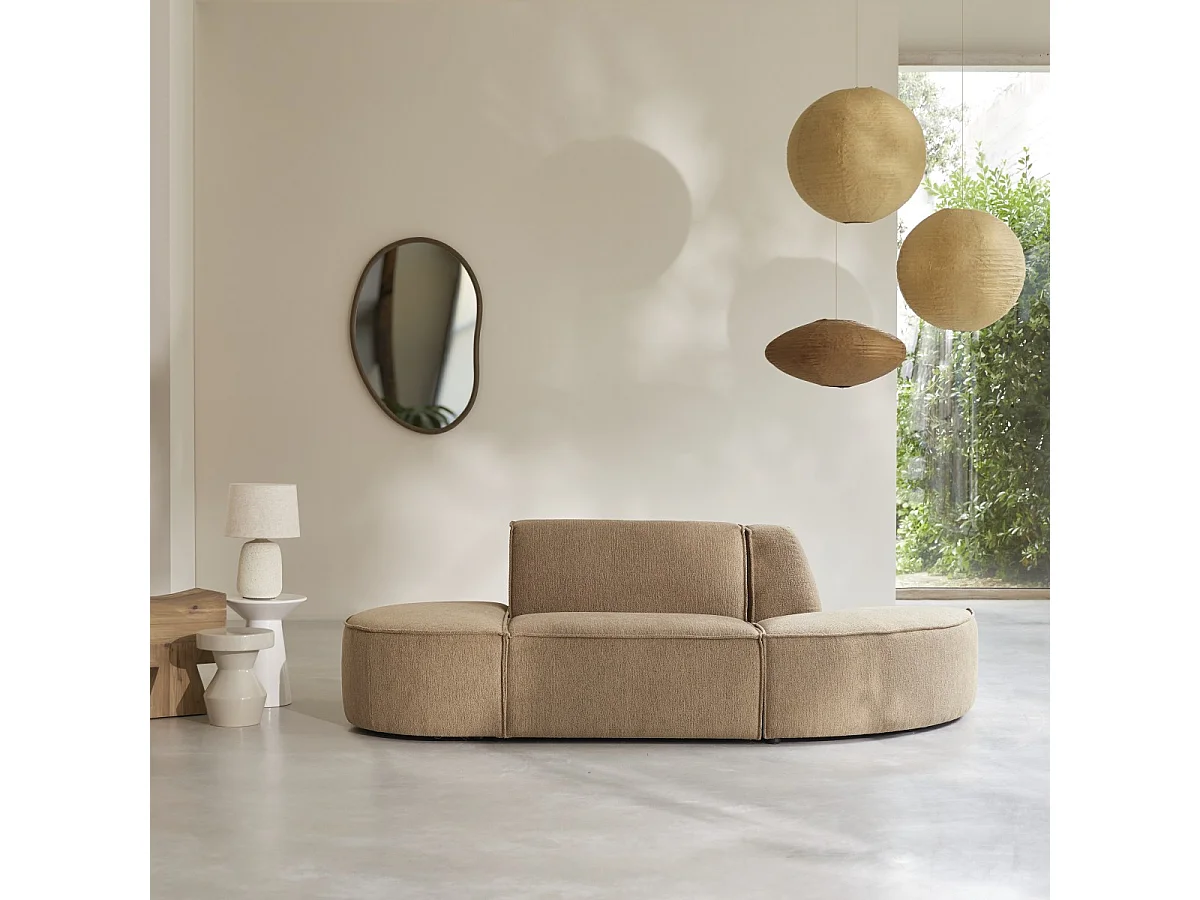 Modulares 2-Sitzer-Sofa Dario aus camelfarbenem Stoff