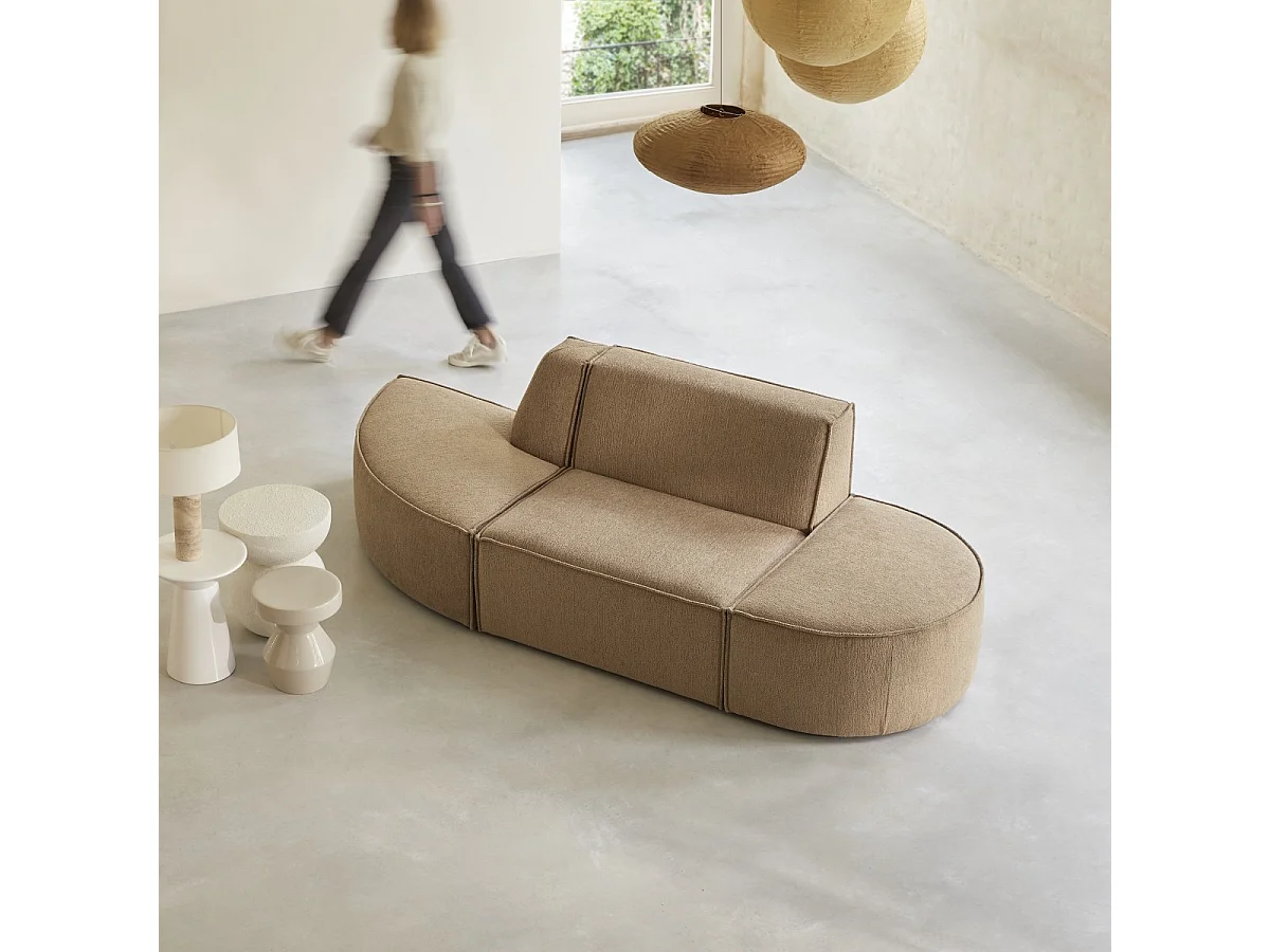 Seduta modulabile Dario a 2 posti in tessuto cammello