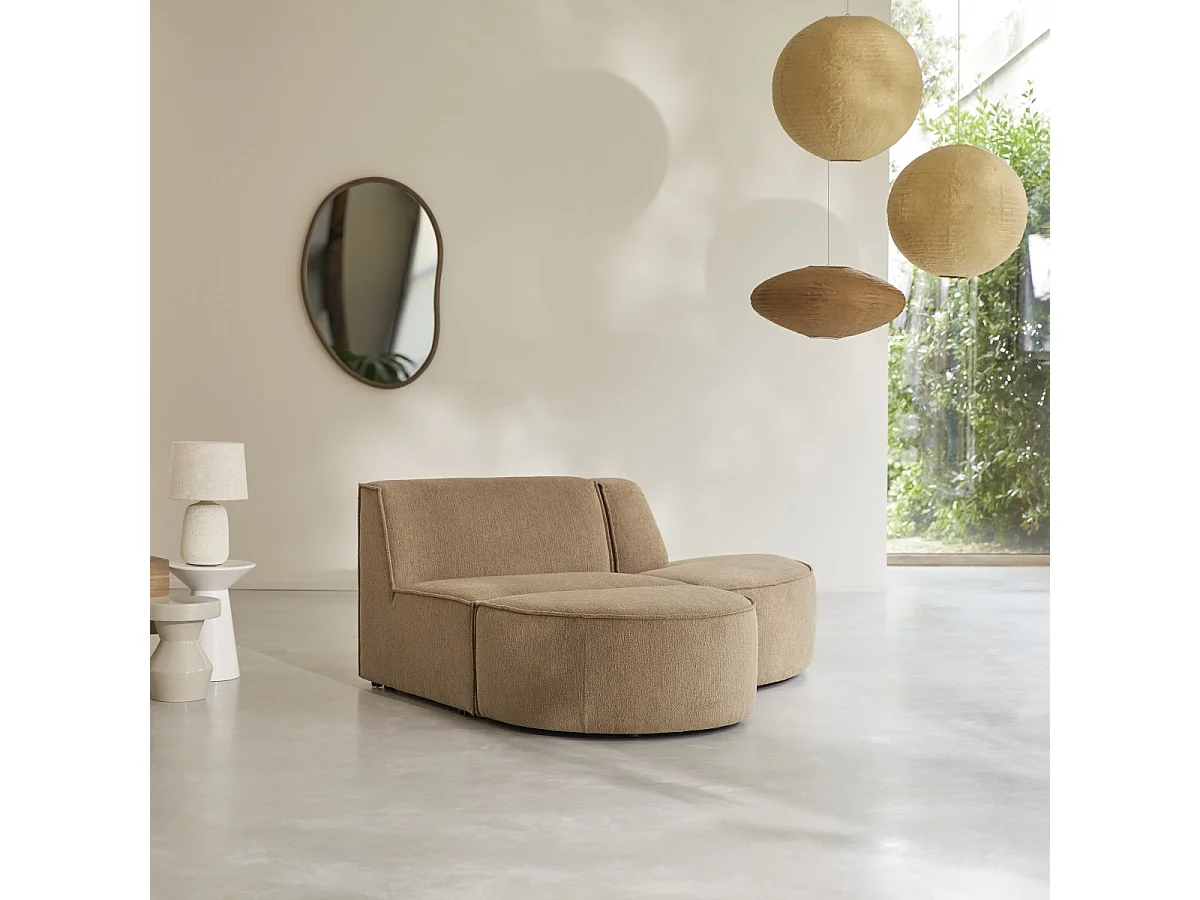 Seduta modulabile Dario a 2 posti in tessuto cammello