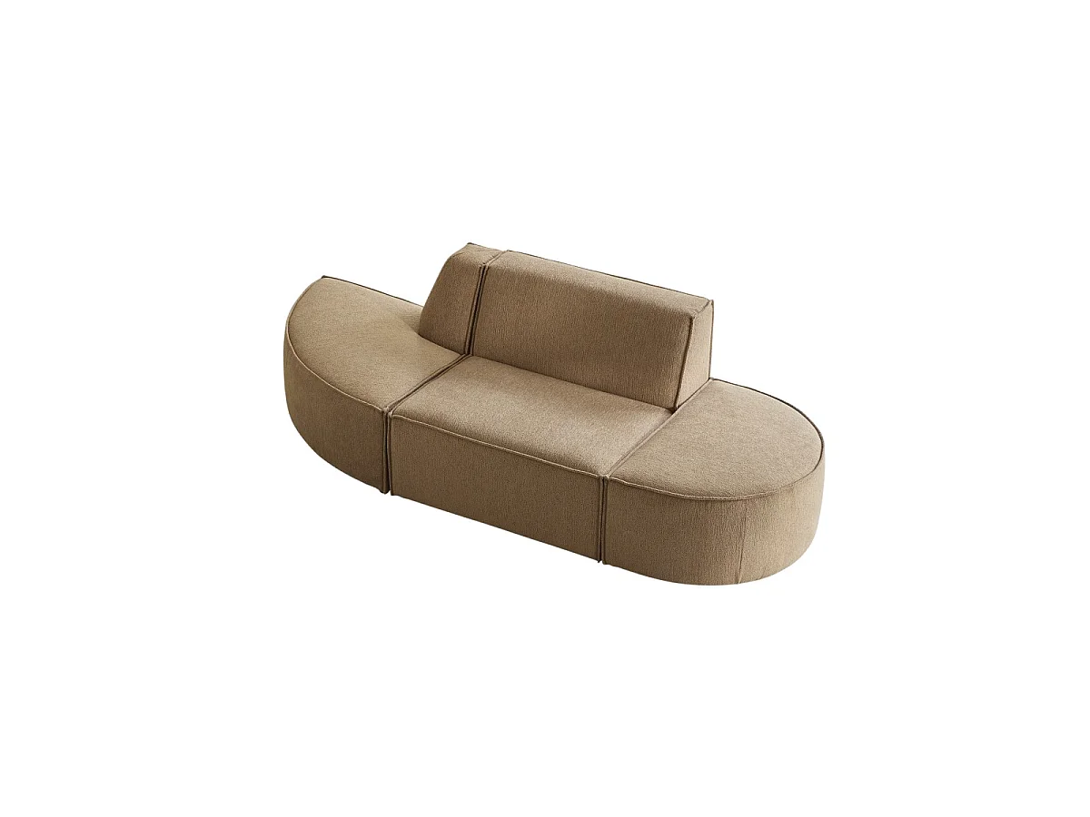 Banquette modulable Dario 2 places en tissu camel
