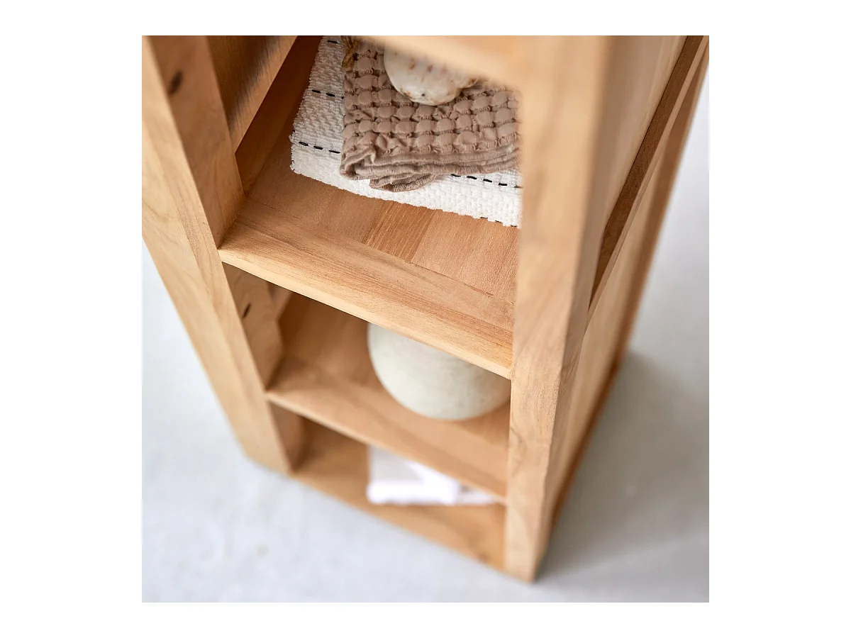 Colonne miroir oblique en bois de teck 30 Twig