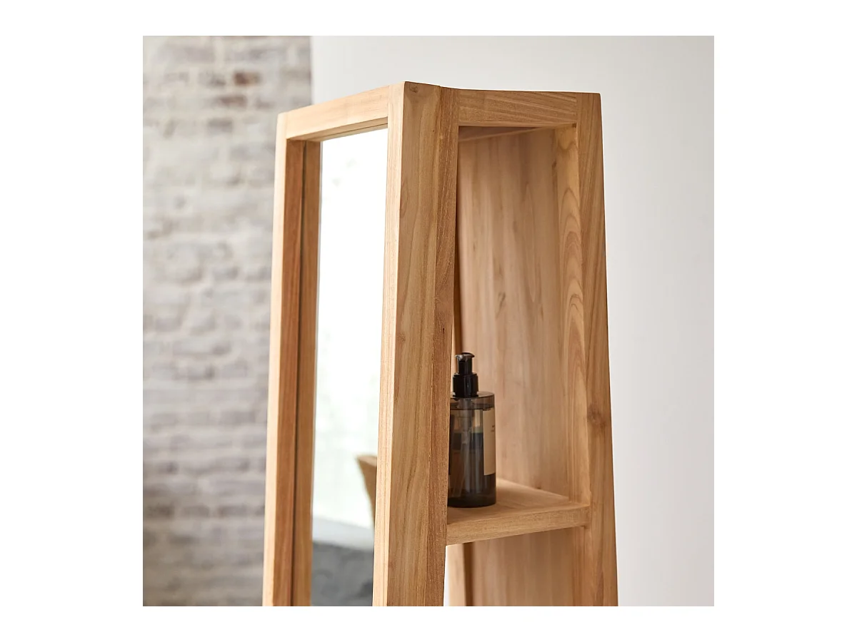 Colonne miroir oblique en bois de teck 30 Twig