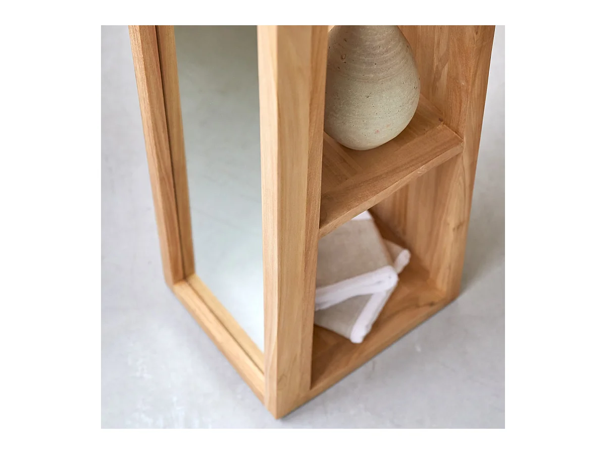 Colonne miroir oblique en bois de teck 30 Twig