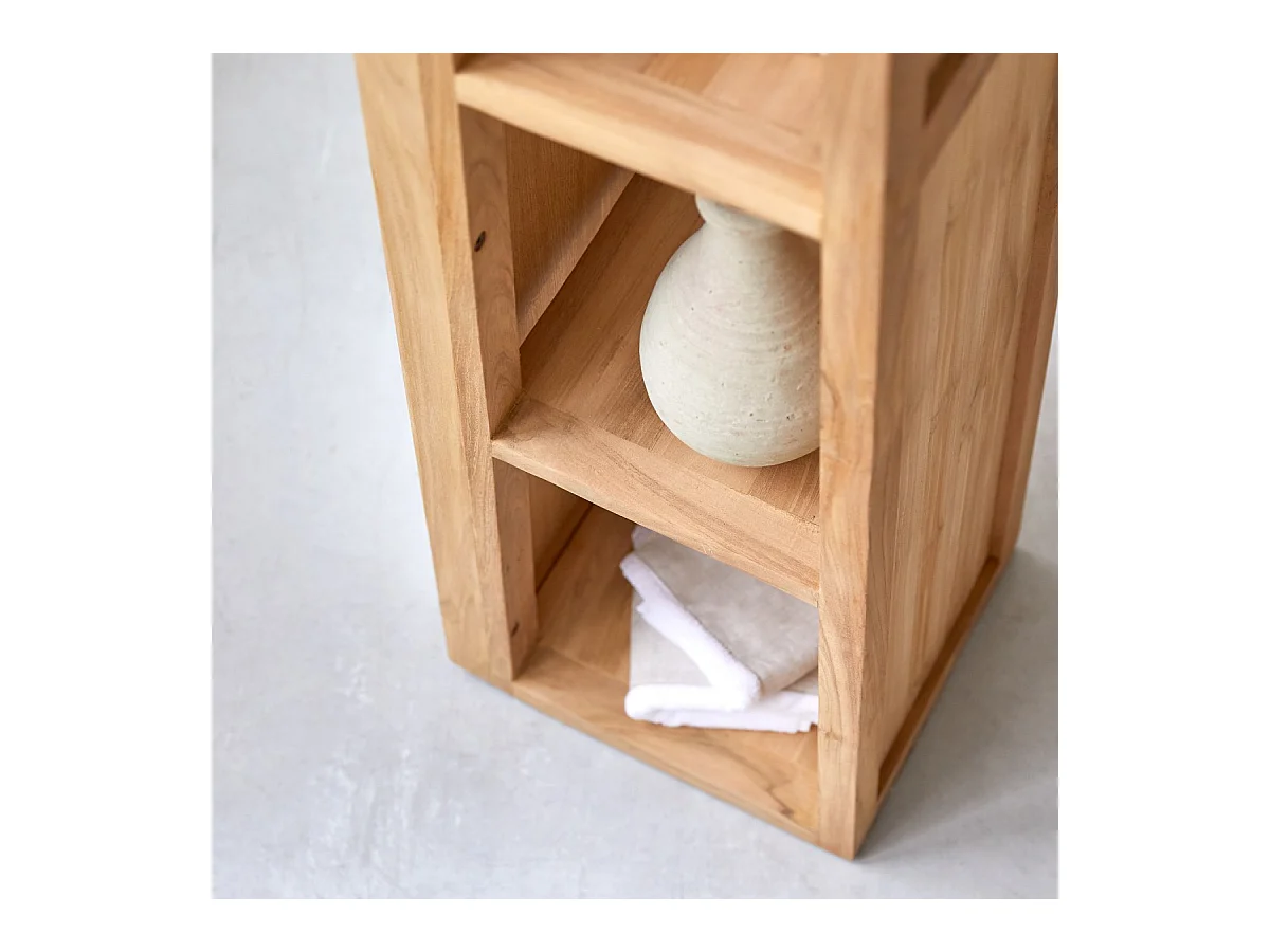 Colonne miroir oblique en bois de teck 30 Twig