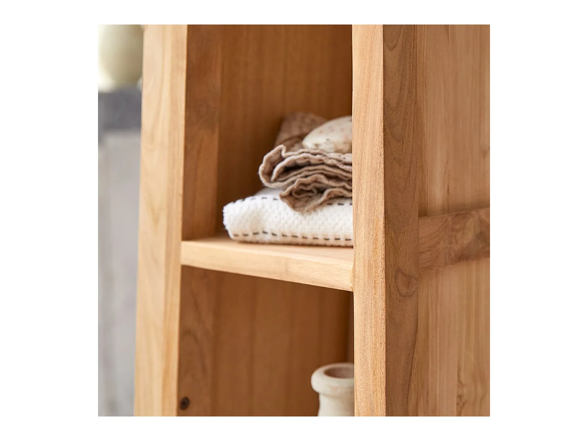 Colonne miroir oblique en bois de teck 30 Twig