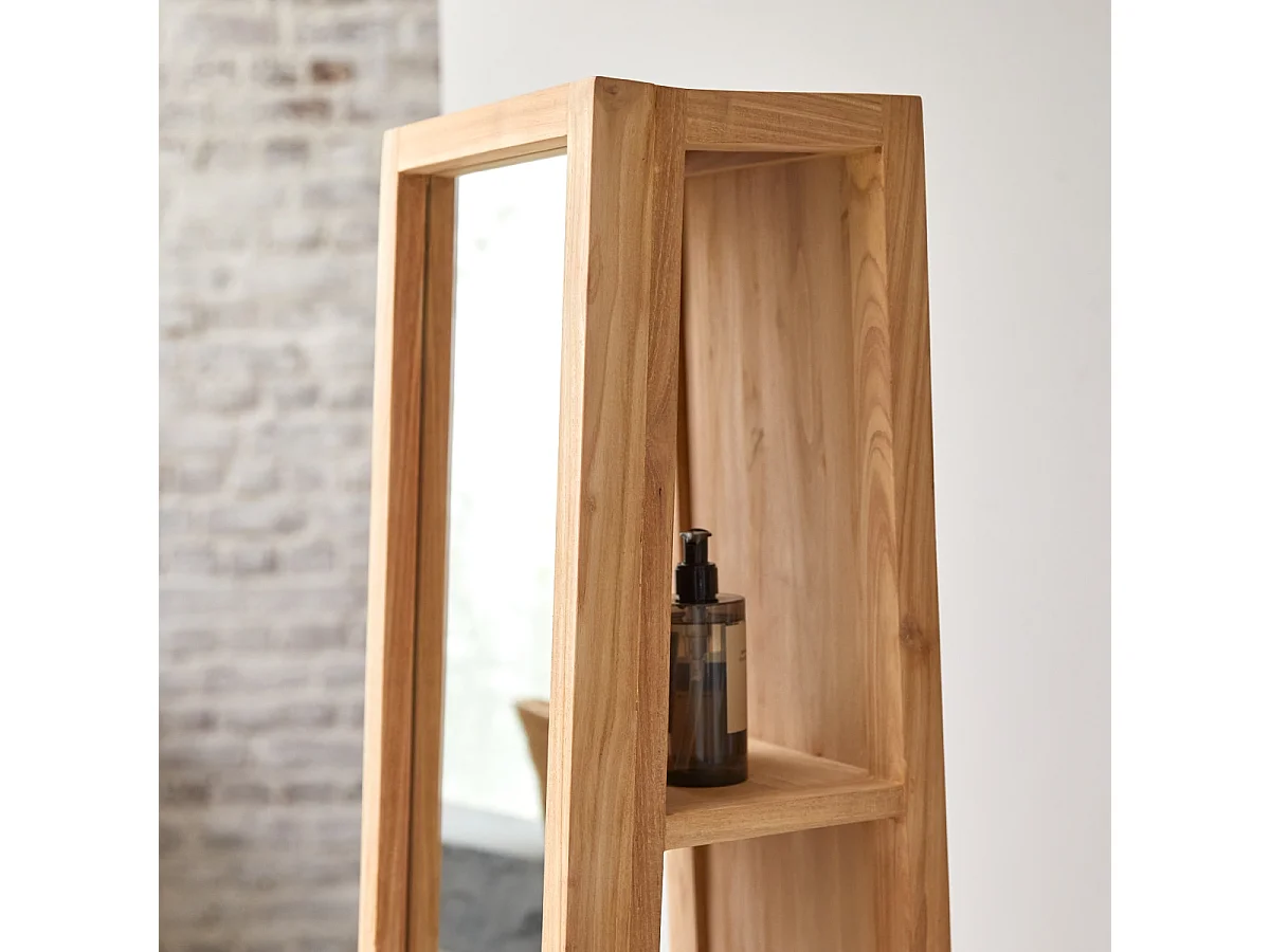 Spiegel Spiegelschrank Hochschrank Standregal Spiegel massives Teak Badezimmer