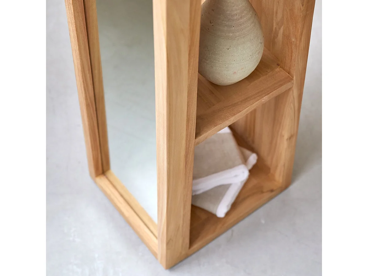 Spiegel Spiegelschrank Hochschrank Standregal Spiegel massives Teak Badezimmer