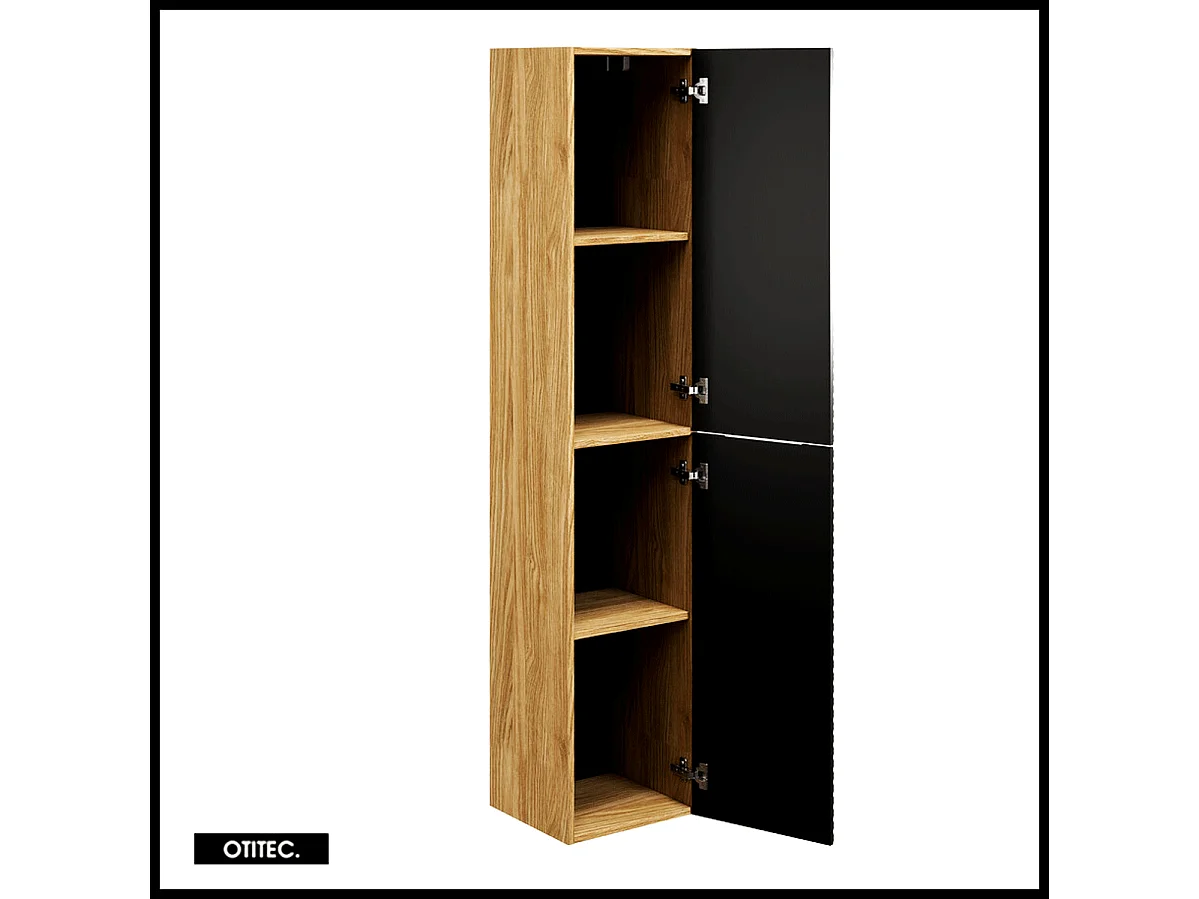 Colonne de salle de bain - 170 cm - Noir - 2 portes - SEA