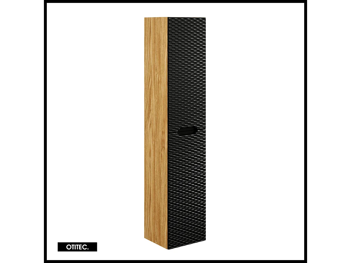 Colonne de salle de bain - 170 cm - Noir - 2 portes - SEA