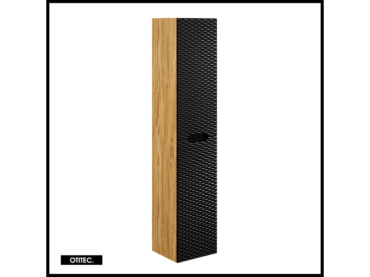 Colonne de salle de bain - 170 cm - Noir - 2 portes - SEA