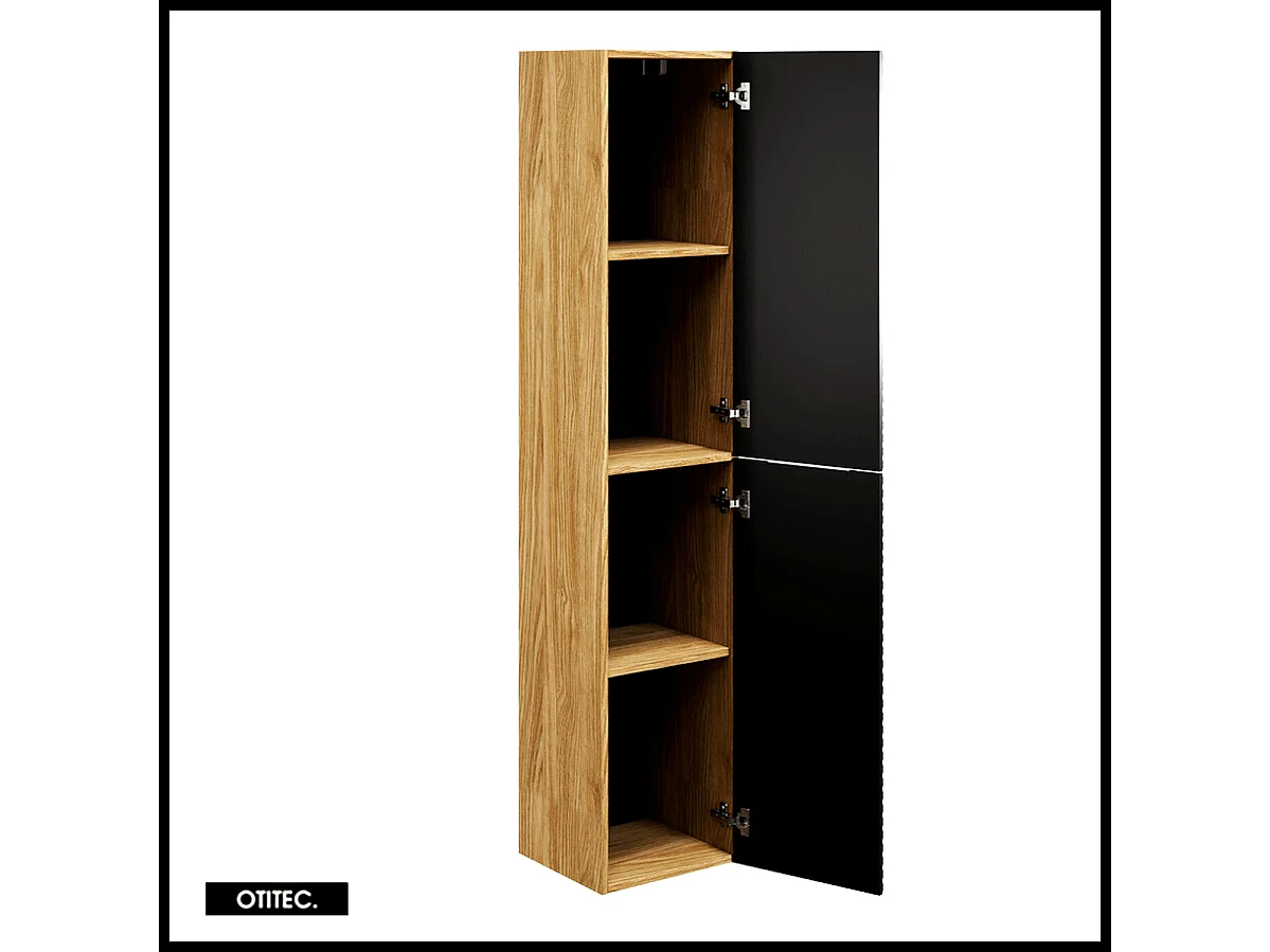 Colonne de salle de bain - 170 cm - Noir - 2 portes - SEA