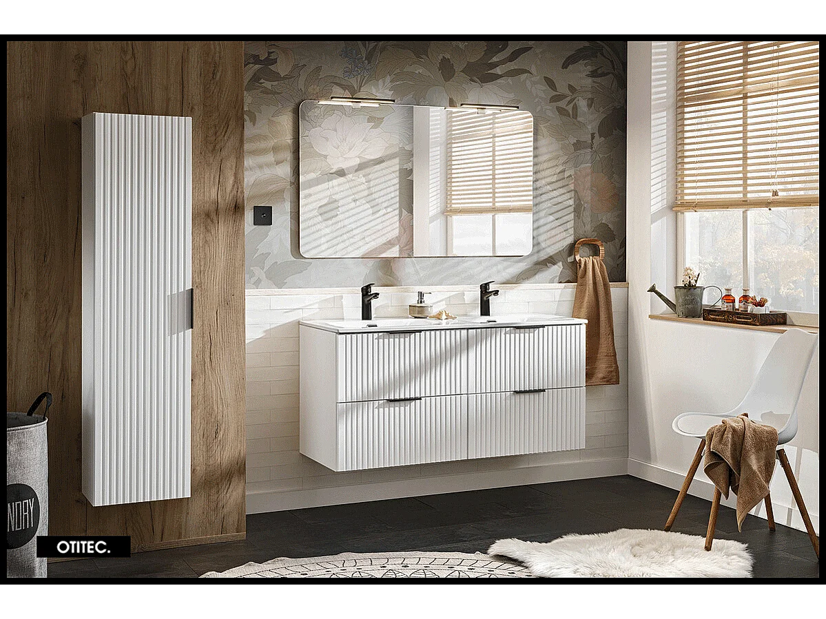 Colonne de salle de bain de 140 cm - Blanc - 1 porte - LIVA WHITE
