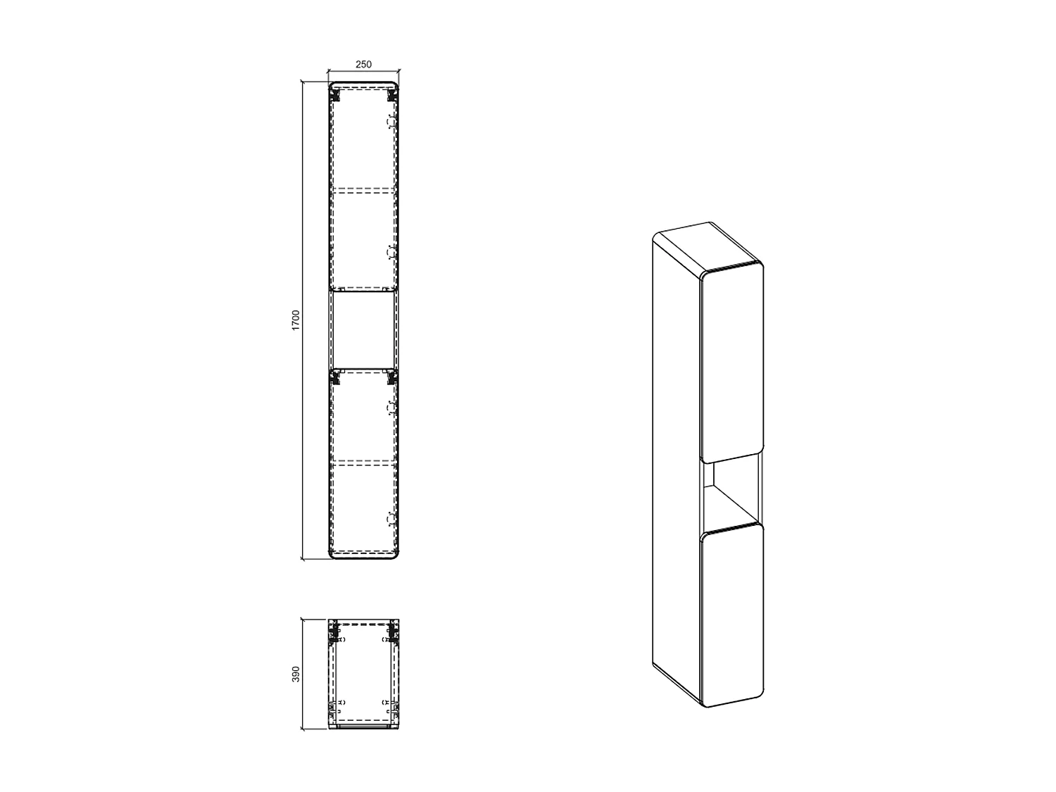Colonne de salle de bain de 170 cm - Blanc - 2 portes - PASTI WHITE
