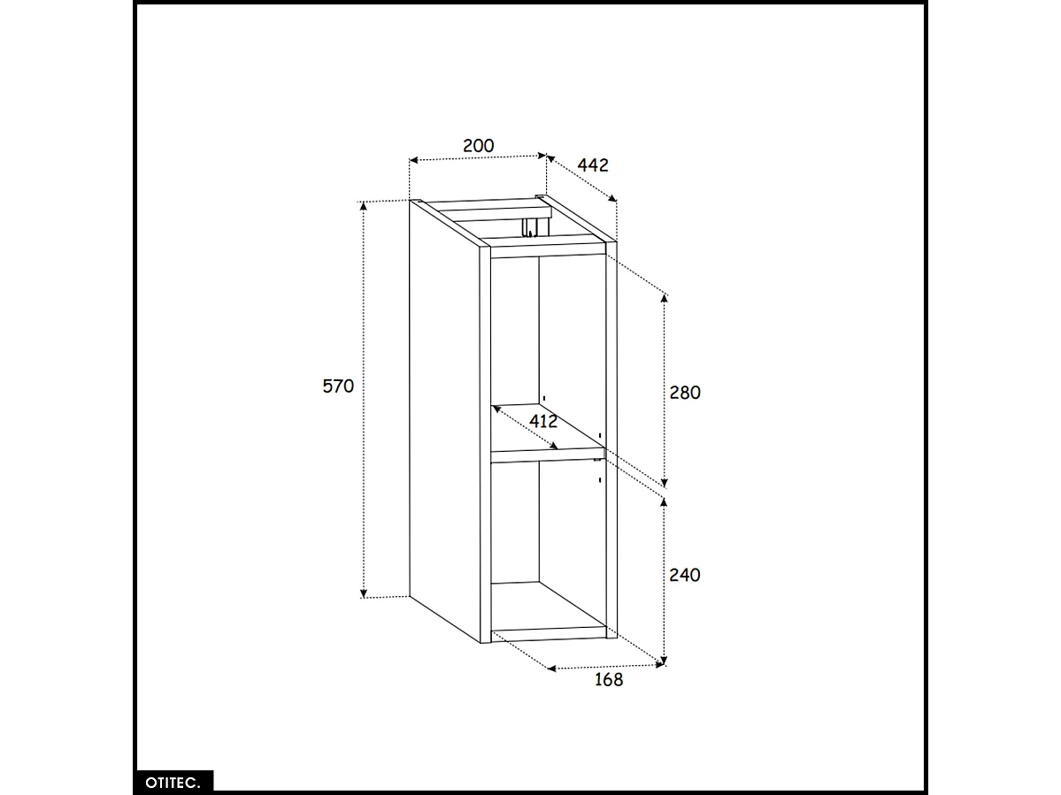 Cube de rangement - 20 x 57 cm - Noir - WOTANIA