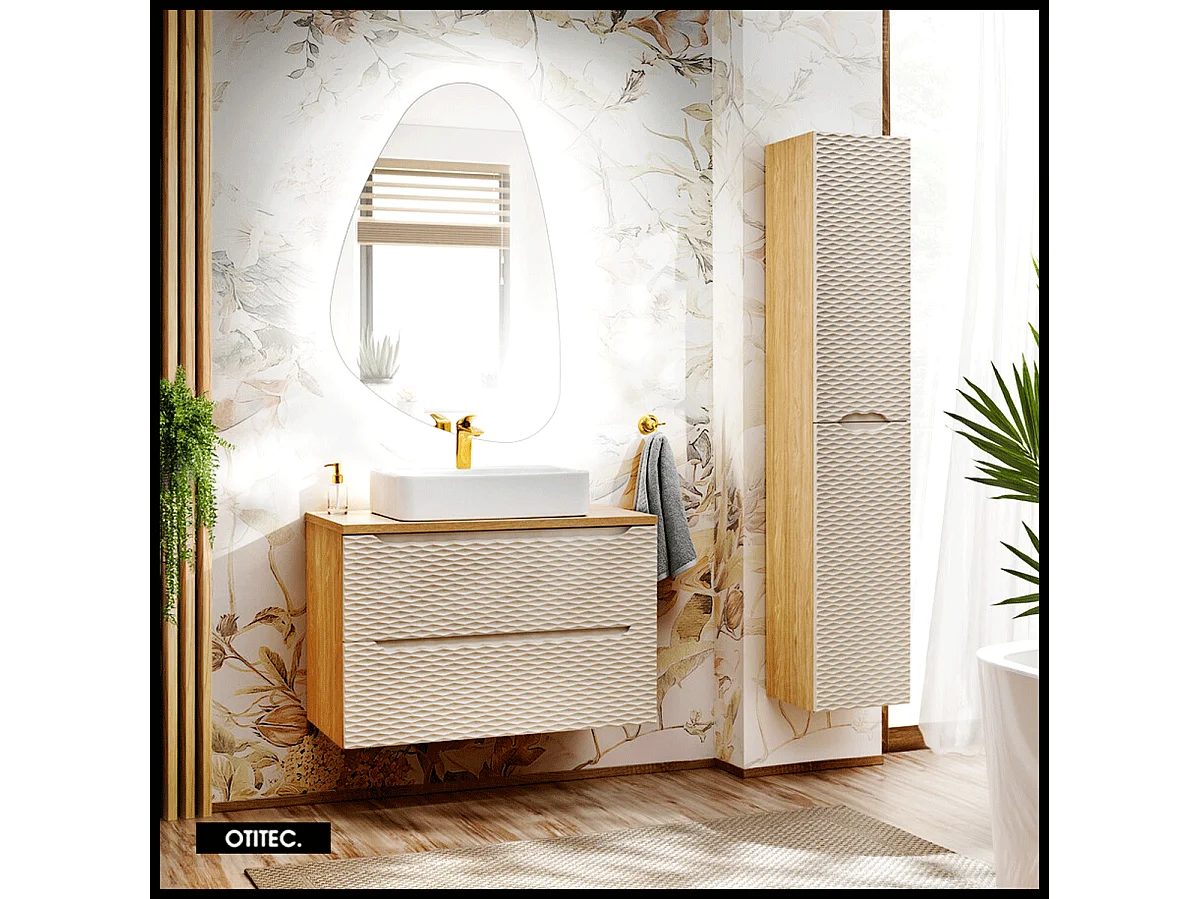 Colonne de salle de bain - 170 cm - Beige - 2 portes - SEA