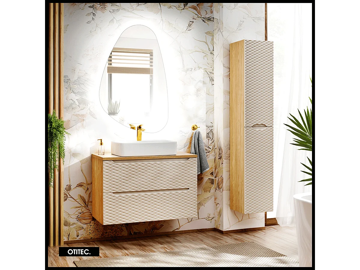 Colonne de salle de bain - 170 cm - Beige - 2 portes - SEA