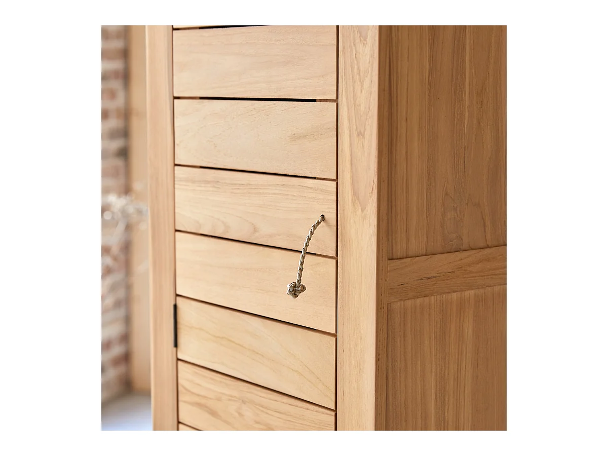 Hochschrank für das Badezimmer aus Teakholz 180 Minimalys