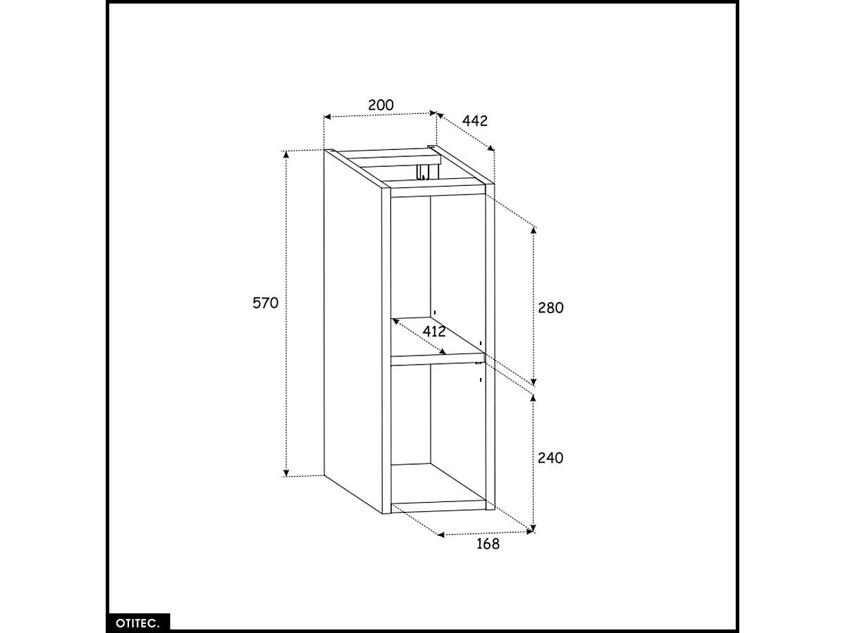 Cube de rangement - 20 x 57 cm - Chêne - WOTANIA