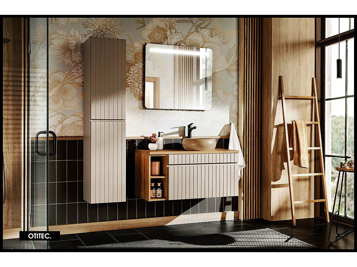 Colonne de salle de bain de 160 cm - Cachemire Mat - 2 portes - MINO