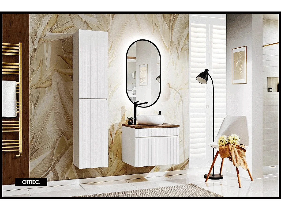 Colonne de salle de bain de 160 cm - Blanc - 2 portes - MINO