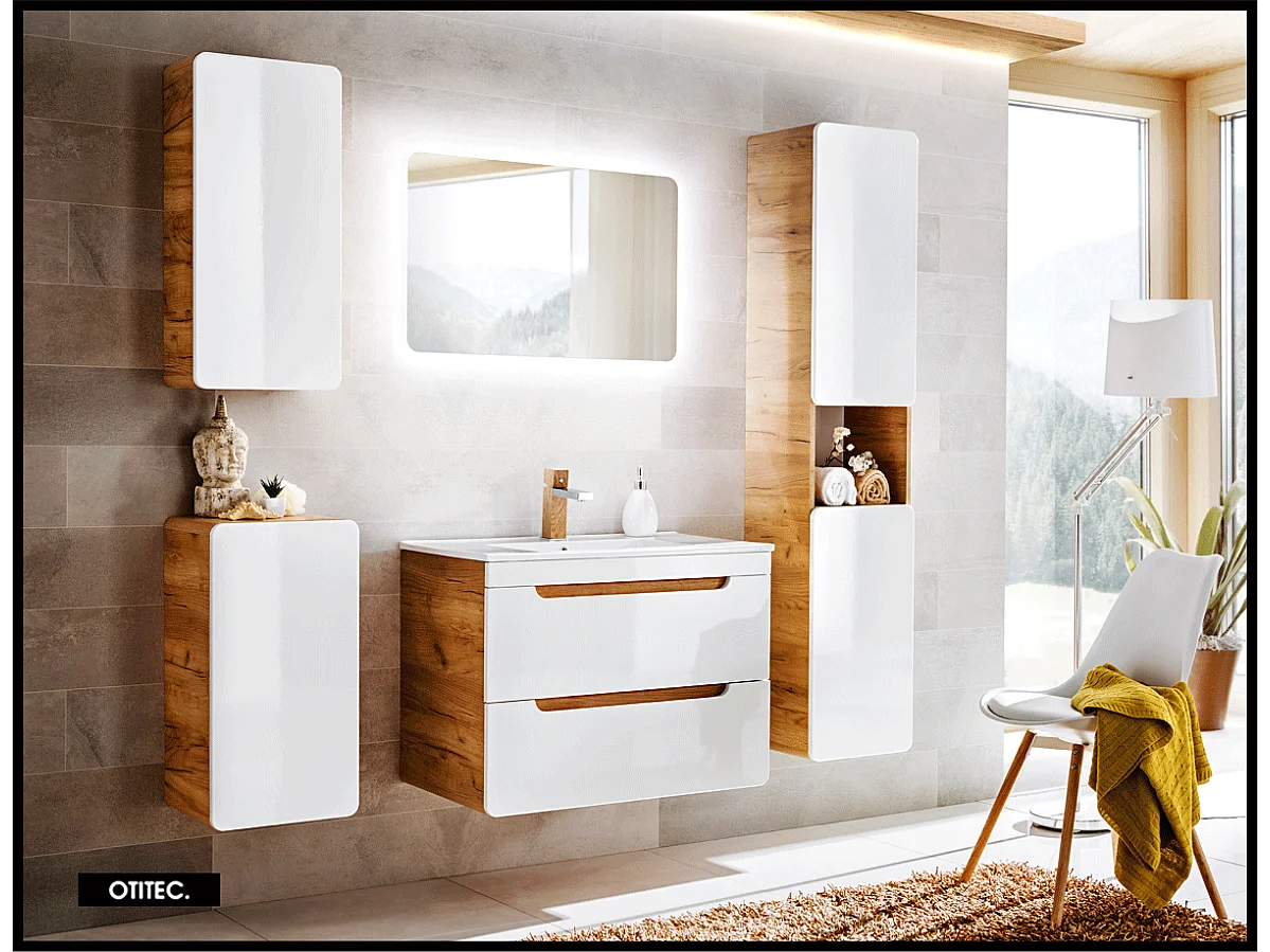 Colonne de salle de bain de 170 cm - Blanc - 2 portes - PASTI WHITE