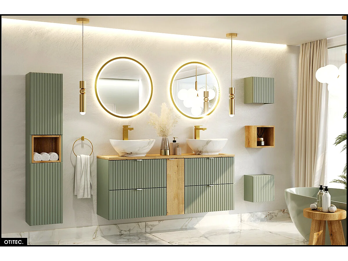 Colonne de salle de bain - 30 x 140 cm - 2 portes - ROSEAU