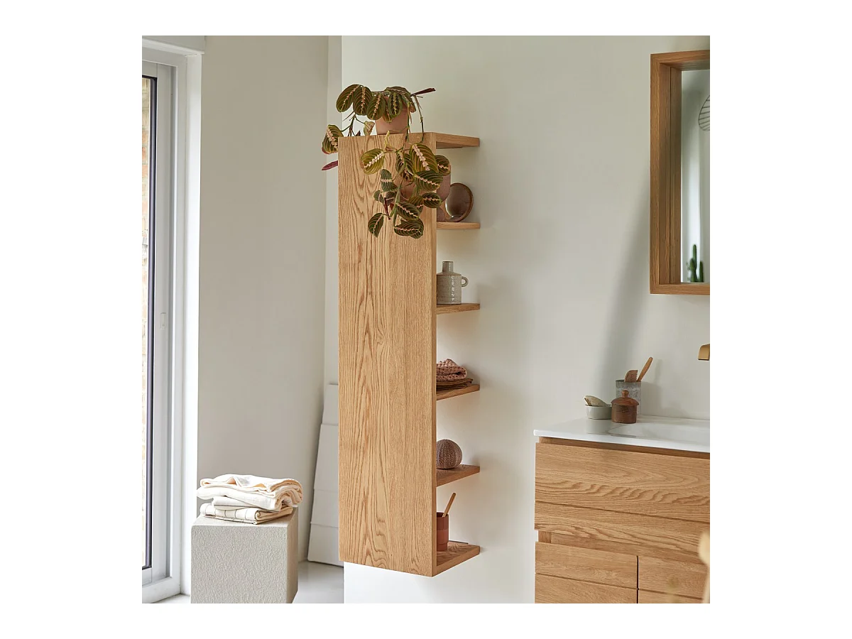 Hochschrank Badschrank Badezimmer Regal Eichenholz modernes Design