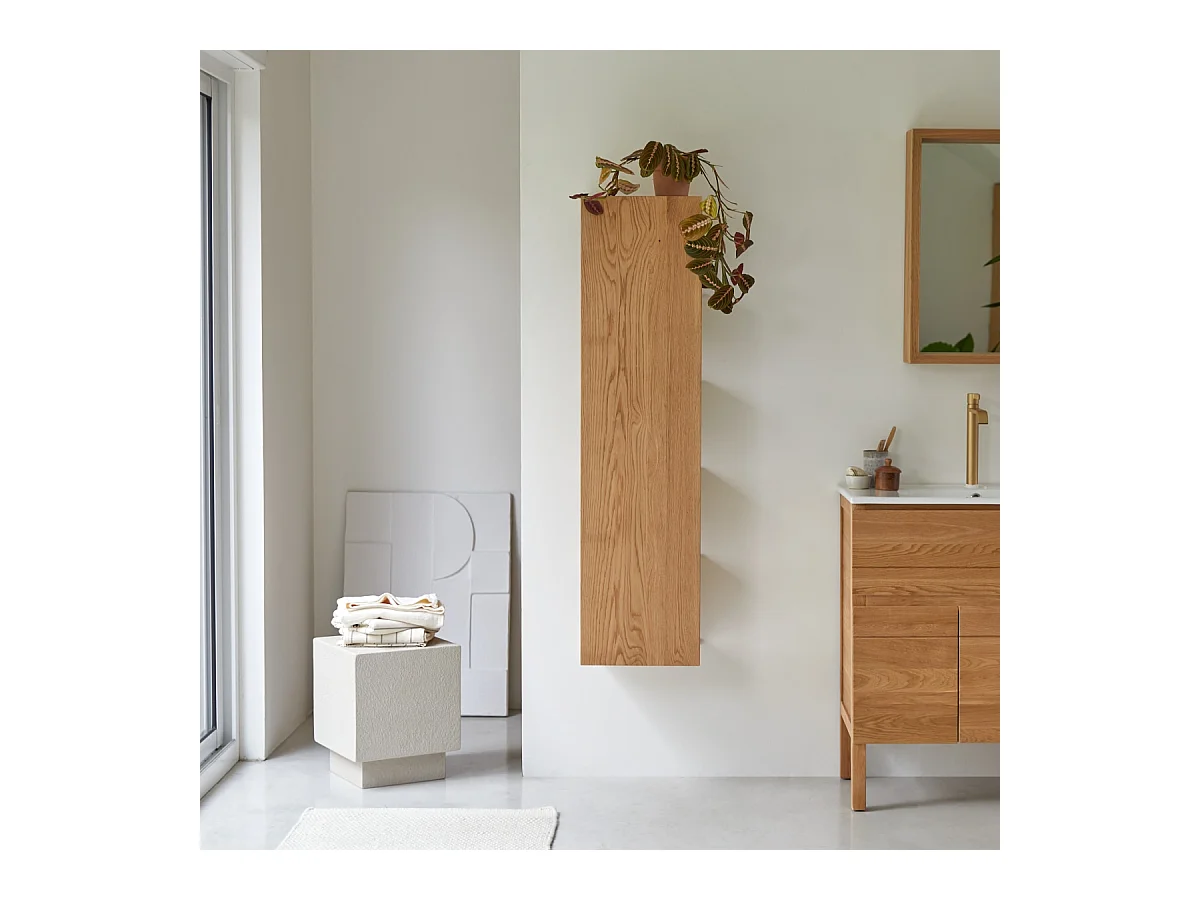 Hochschrank Badschrank Badezimmer Regal Eichenholz modernes Design