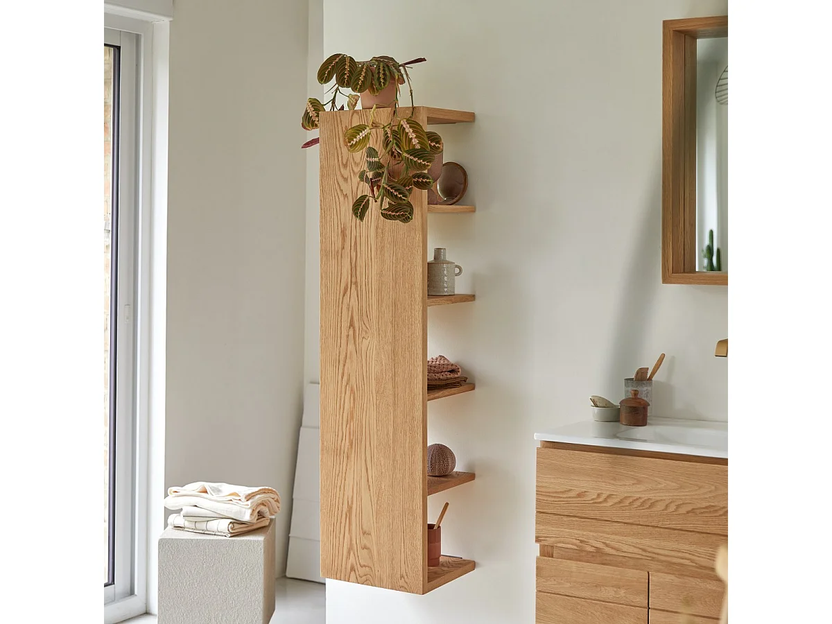 Scaffale a colonna per il bagno in legno quercia design Tikamoon