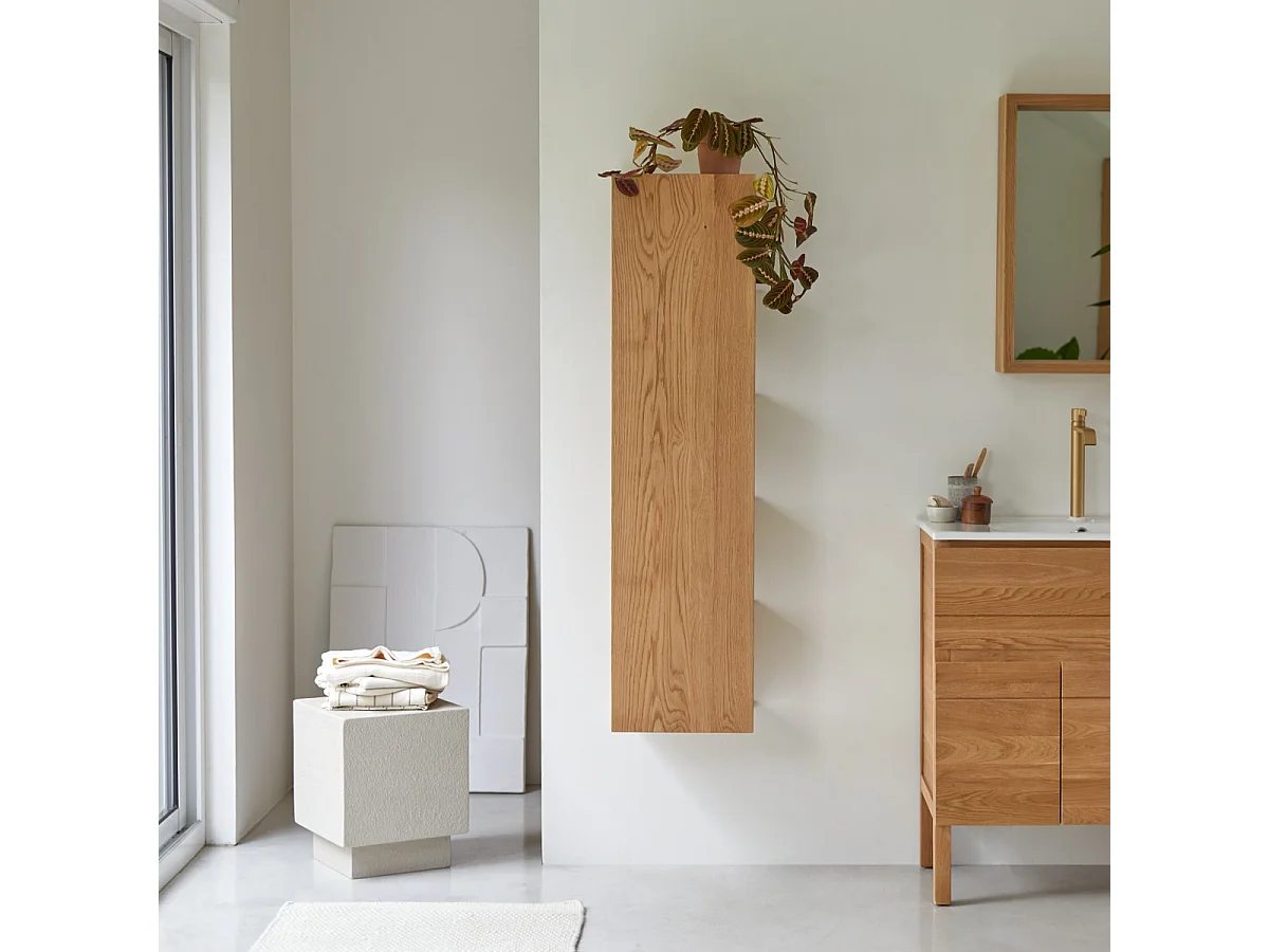 Hochschrank Badschrank Badezimmer Regal Eichenholz modernes Design