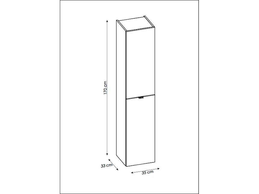 Colonne de salle de bain - 170 cm - Gris - 2 portes - LISOA